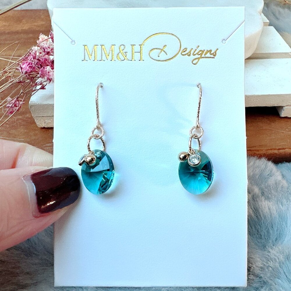 Sparkly Crystal Oval Earrings with Mini Charms | Handmade in BC